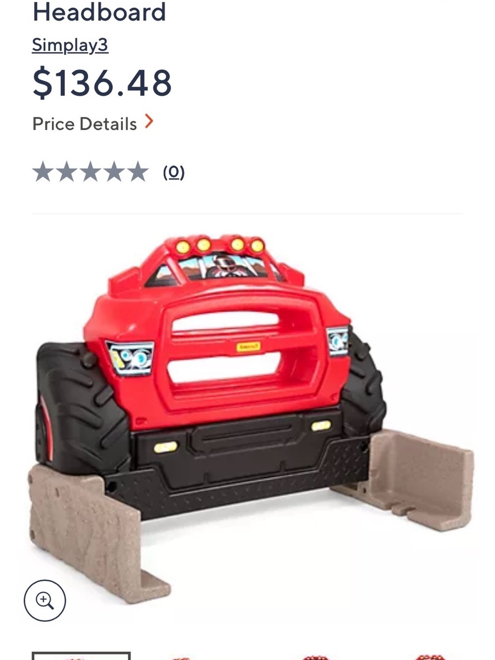 Simplay3 Red Monster Truck Headboard for Kids